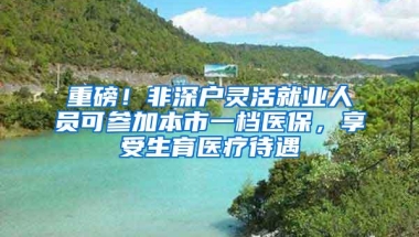 重磅！非深户灵活就业人员可参加本市一档医保，享受生育医疗待遇