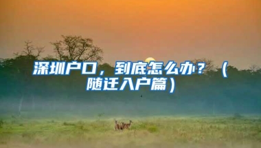 深圳户口，到底怎么办？（随迁入户篇）