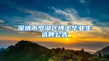 深圳市罗湖区博士毕业生选聘公告