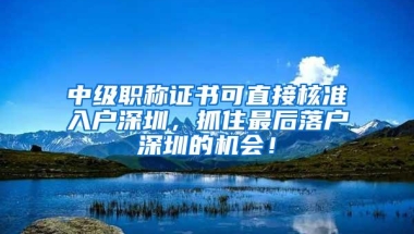 中级职称证书可直接核准入户深圳，抓住最后落户深圳的机会！
