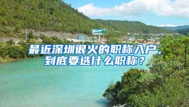 最近深圳很火的职称入户，到底要选什么职称？