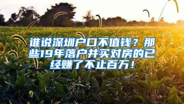 谁说深圳户口不值钱？那些19年落户并买对房的已经赚了不止百万！
