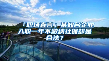 「职场直言」某知名企业入职一年不缴纳社保却是合法？