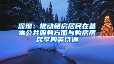 深圳：推动租房居民在基本公共服务方面与购房居民享同等待遇