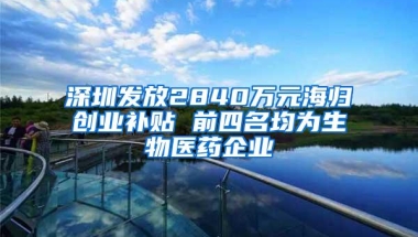 深圳发放2840万元海归创业补贴 前四名均为生物医药企业