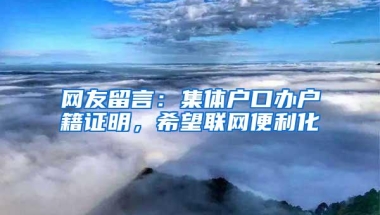网友留言：集体户口办户籍证明，希望联网便利化