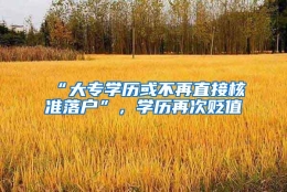 “大专学历或不再直接核准落户”，学历再次贬值