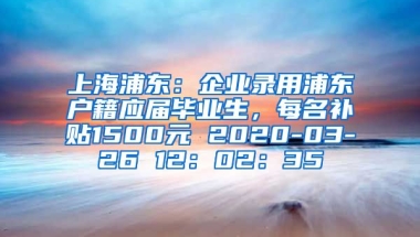 上海浦东：企业录用浦东户籍应届毕业生，每名补贴1500元 2020-03-26 12：02：35