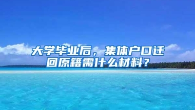 大学毕业后，集体户口迁回原籍需什么材料？
