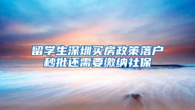 留学生深圳买房政策落户秒批还需要缴纳社保