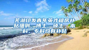 芜湖印发青年英才租房补贴细则，博士、硕士、本科、专科均有补贴