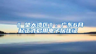 《瞭望大湾区》：广东6月起正式启用电子居住证