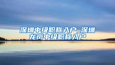 深圳中级职称入户_深圳龙岗中级职称入户
