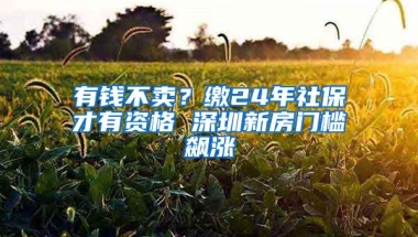 有钱不卖？缴24年社保才有资格 深圳新房门槛飙涨