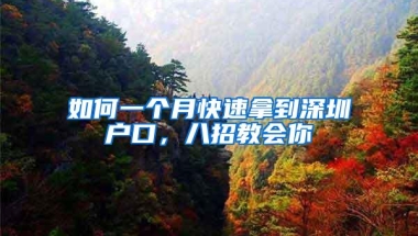 如何一个月快速拿到深圳户口，八招教会你