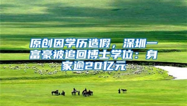 原创因学历造假，深圳一富豪被追回博士学位：身家逾20亿元