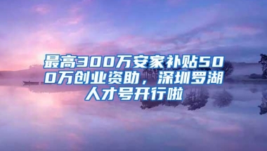 最高300万安家补贴500万创业资助，深圳罗湖人才号开行啦