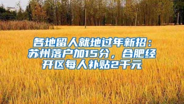 各地留人就地过年新招：苏州落户加15分，合肥经开区每人补贴2千元
