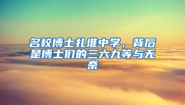 名校博士扎堆中学，背后是博士们的三六九等与无奈