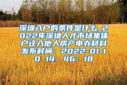 深圳入户的条件是什么_2022年深圳人才市场集体户迁入他人房产申办材料发布时间：2022-01-10 14：46：18
