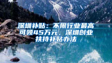 深圳补贴：不限行业最高可领45万元，深圳创业扶持补贴办法
