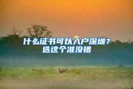 什么证书可以入户深圳？选这个准没错