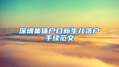 深圳集体户口新生儿落户手续范文