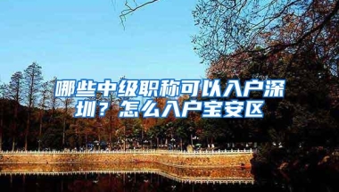 哪些中级职称可以入户深圳？怎么入户宝安区