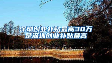 深圳创业补贴最高30万是深圳创业补贴最高