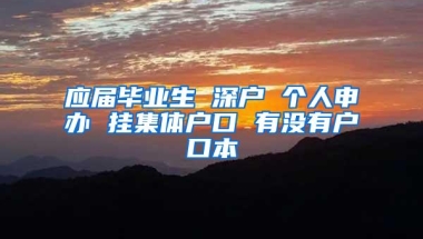 应届毕业生 深户 个人申办 挂集体户口 有没有户口本