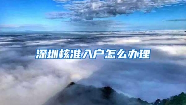 深圳核准入户怎么办理