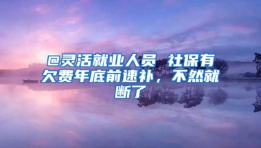 @灵活就业人员 社保有欠费年底前速补，不然就断了