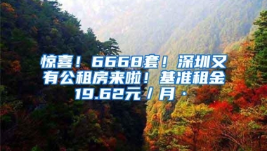 惊喜！6668套！深圳又有公租房来啦！基准租金19.62元／月·㎡