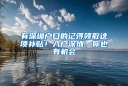 有深圳户口的记得领取这项补贴！入户深圳，你也有机会