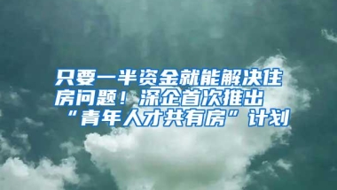 只要一半资金就能解决住房问题！深企首次推出“青年人才共有房”计划