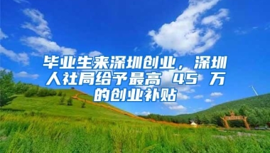 毕业生来深圳创业，深圳人社局给予最高 45 万的创业补贴