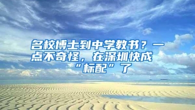 名校博士到中学教书？一点不奇怪，在深圳快成“标配”了