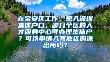 在宝安区工作，想入深圳集体户口，哪几个区的人才服务中心可办理集体户？可以申请入其他区的派出所吗？