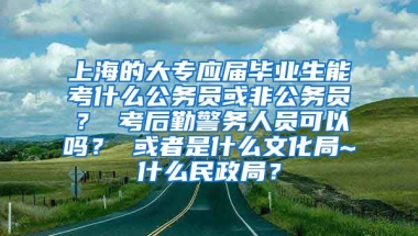 上海的大专应届毕业生能考什么公务员或非公务员？ 考后勤警务人员可以吗？ 或者是什么文化局~什么民政局？