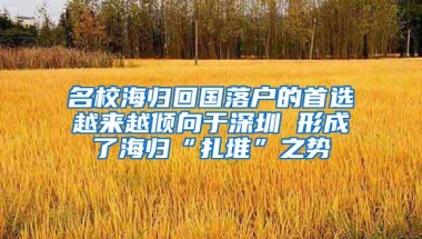 名校海归回国落户的首选越来越倾向于深圳 形成了海归“扎堆”之势
