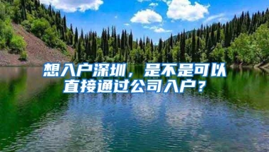 想入户深圳，是不是可以直接通过公司入户？