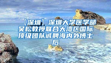 【深圳】深圳大学医学部吴松教授联合大湾区国际顶级团队诚聘海内外博士后