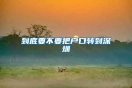 到底要不要把户口转到深圳