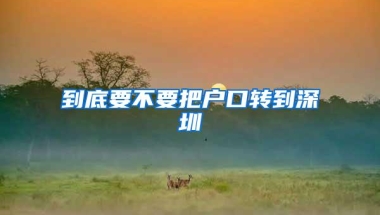 到底要不要把户口转到深圳