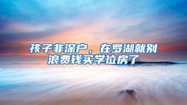 孩子非深户，在罗湖就别浪费钱买学位房了