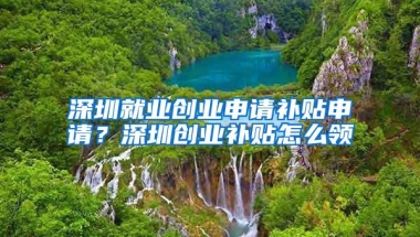 深圳就业创业申请补贴申请？深圳创业补贴怎么领