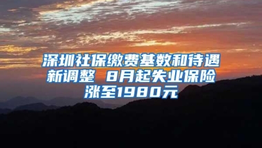 深圳社保缴费基数和待遇新调整 8月起失业保险涨至1980元