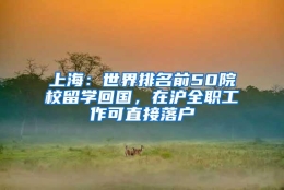 上海：世界排名前50院校留学回国，在沪全职工作可直接落户