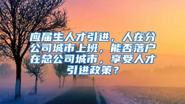 应届生人才引进，人在分公司城市上班，能否落户在总公司城市，享受人才引进政策？