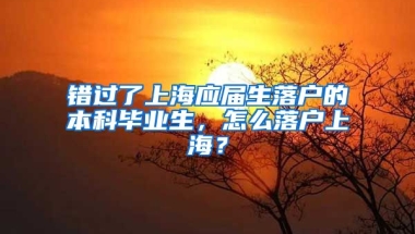 错过了上海应届生落户的本科毕业生，怎么落户上海？